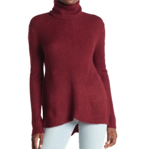 Sweet Romeo Red Abstract Rib Turtleneck Tunic  Sweater S - Picture 1 of 7